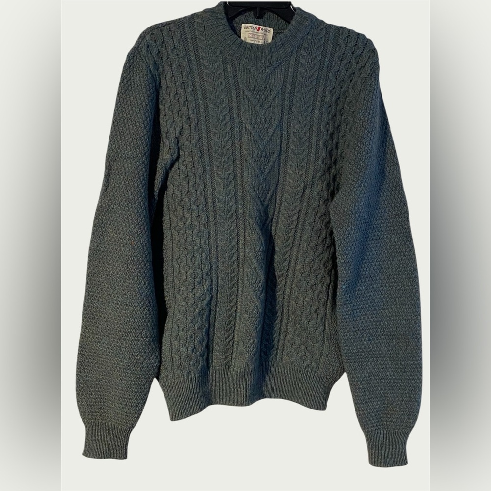 Vintage Lord Jeff Cable Knit Sweater Men’s L 100% British Wool USA Made
